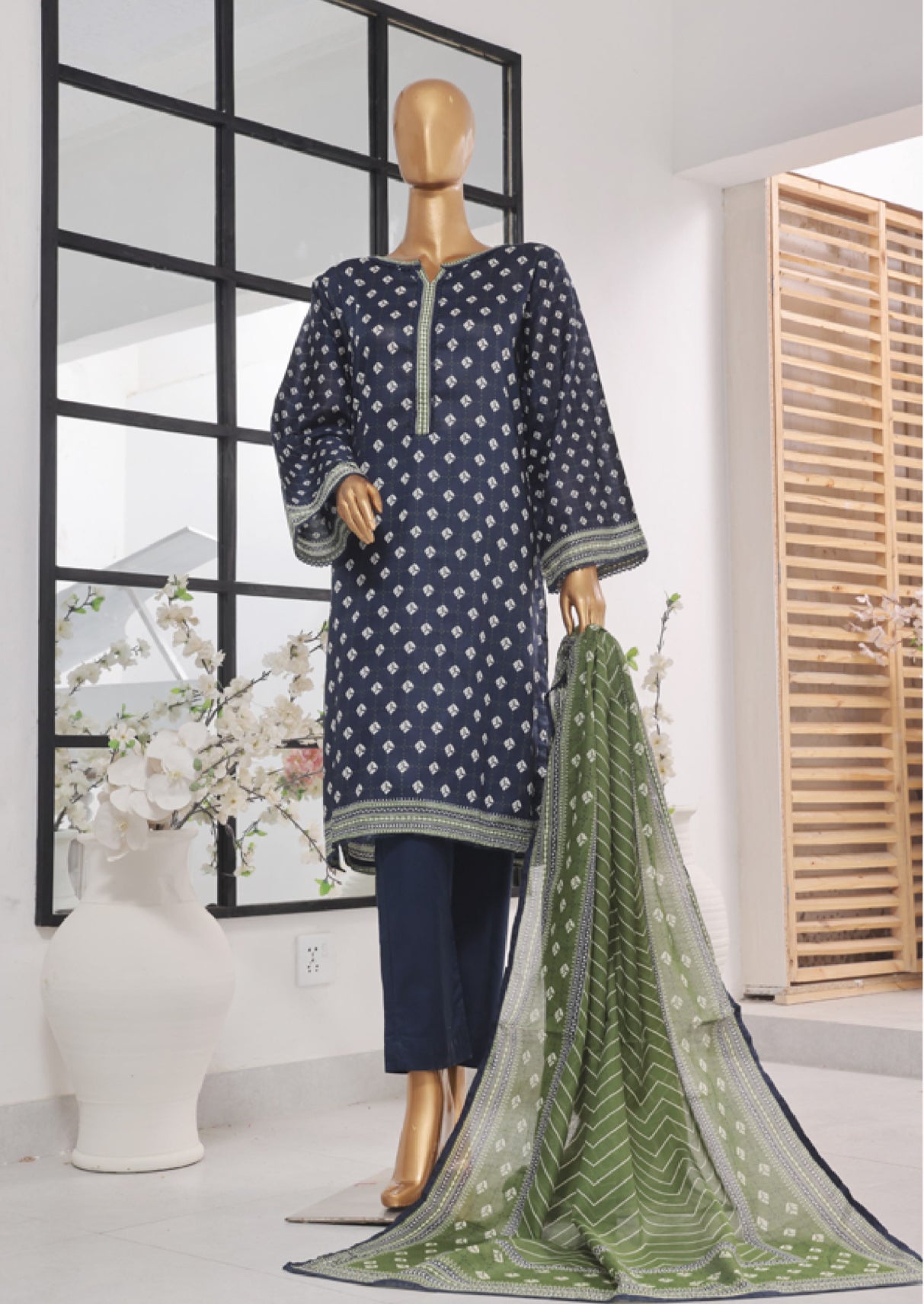 3PIECE UNSTITCHED COTTON | BIN SAEED UNSTITCHED CAMBRIC COTTON